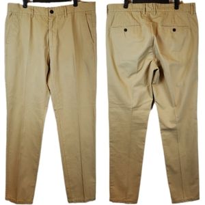 H&M LOGG Khaki Tan Slim Straight Chino Pants Size 36x34 Mens Career Cotton